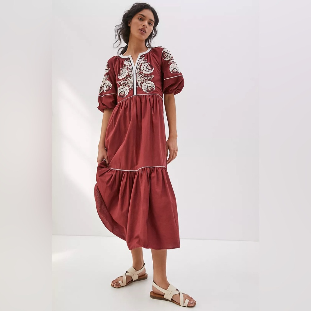 Anthropologie Gretel Embroidered Maxi Dress - MP